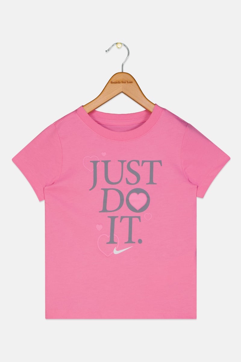 Nike Toddlers Girl Crew Neck Short Sleeve Graphic Print T-Shirt, Pink - Image 2