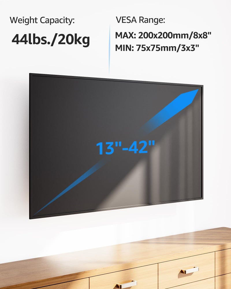 MOUNTUP Full Motion TV Wall Mount for Most 13-42 inch TVs, 21.7'' Long Extension Articulating Arm with Swivel Tilt Rotation, Corner TV Mount Wall Bracket for Monitor, Max VESA 200x200mm, Holds 44 lbs - Image 4