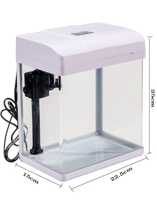 حوض سمك صغير زجاجي أبيض اللون، سمكة سعيدة للمنزل والمكتب - Image 3