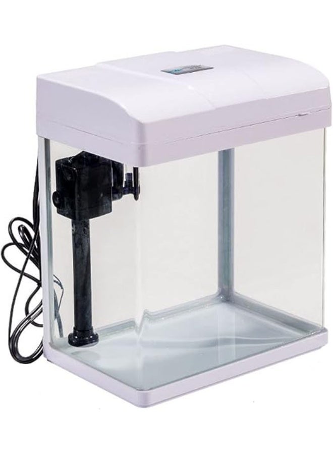 حوض سمك صغير زجاجي أبيض اللون، سمكة سعيدة للمنزل والمكتب - Image 4