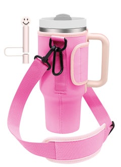 Stanley Water Bottle Bag for Stanley 40 Oz Tumbler with Handle, Stanley Cup Accessories with Adjustable Shoulder Strap, Straw Cover & Carrier Clip for Walking Hiking Camping  - Image 1