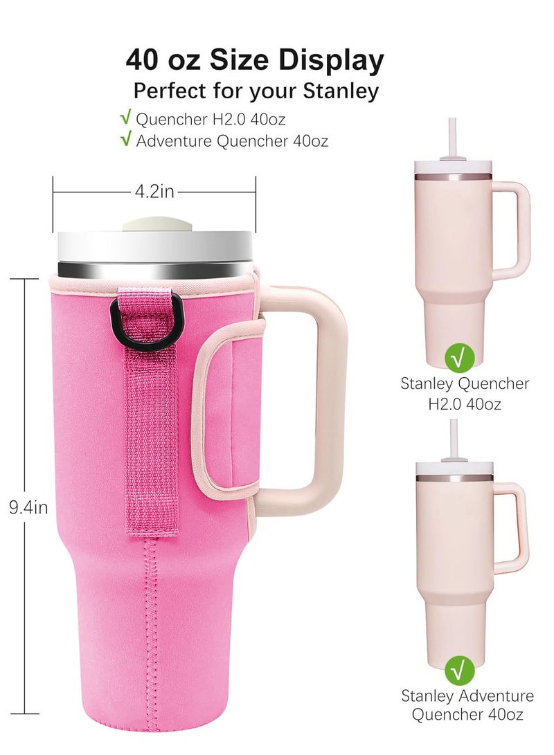 Stanley Water Bottle Bag for Stanley 40 Oz Tumbler with Handle, Stanley Cup Accessories with Adjustable Shoulder Strap, Straw Cover & Carrier Clip for Walking Hiking Camping - Image 2