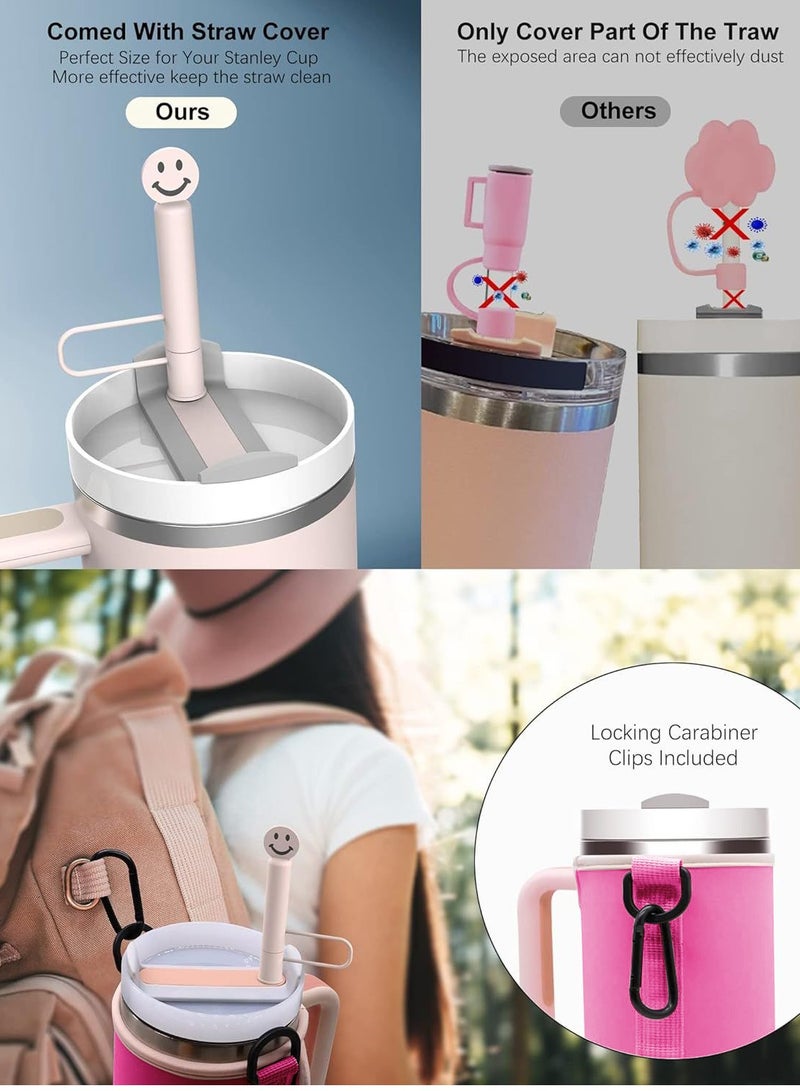 Stanley Water Bottle Bag for Stanley 40 Oz Tumbler with Handle, Stanley Cup Accessories with Adjustable Shoulder Strap, Straw Cover & Carrier Clip for Walking Hiking Camping - Image 4