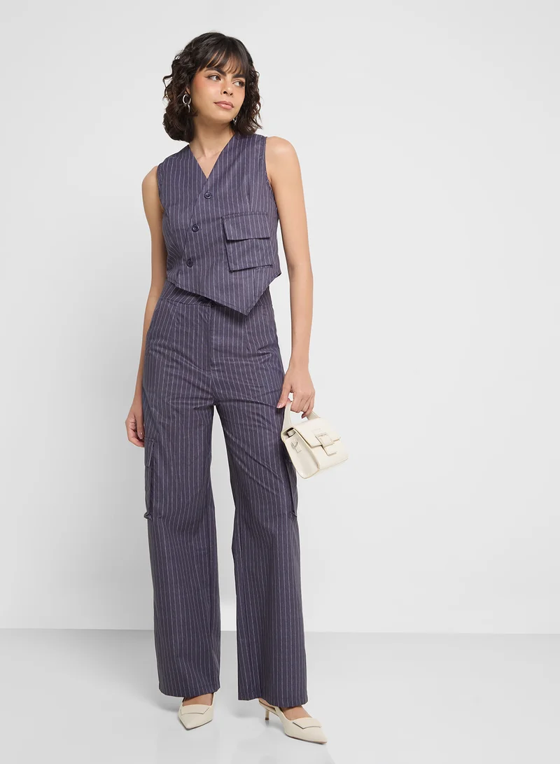 ELLA Pinstriped Vest & Pant Set