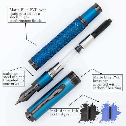Monteverde Innova Formula M Fountain Pen, Blue - Medium Nib, Luxury Pen with Durable PVD Coating, Refillable, JoWo Stainless Steel Nib, Premium Gift Box - Image 4