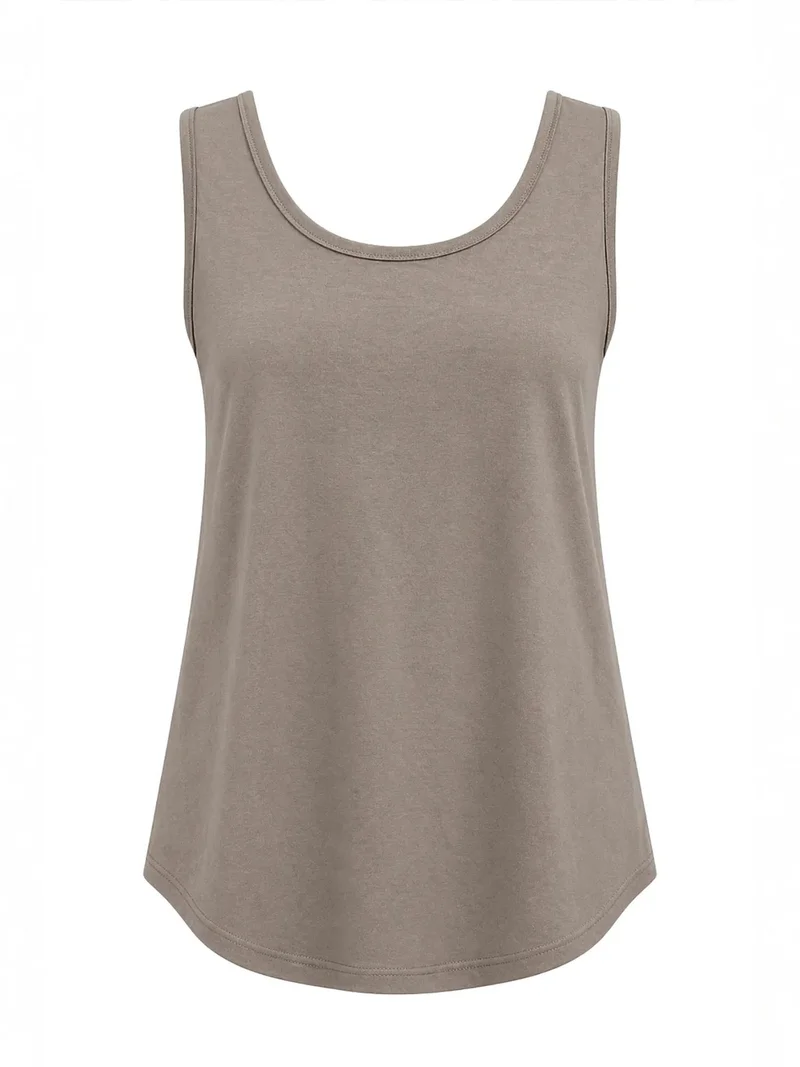 MixRay MIXRAY Casual U Neck Cotton Blend Tank Top