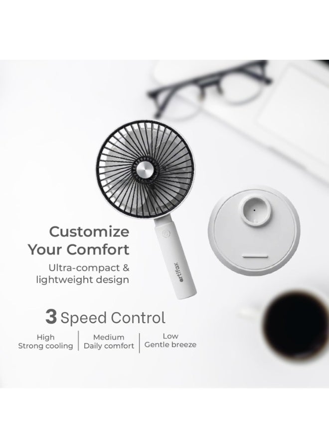 Artifax Rechargeable Portable Air Circulator Fan | USB Charging Handheld & Desk Fan | 3 Speed Personal Travel Fan | Battery Operated Mini Air Circulator for Home, Office & Outdoor Use - Image 2