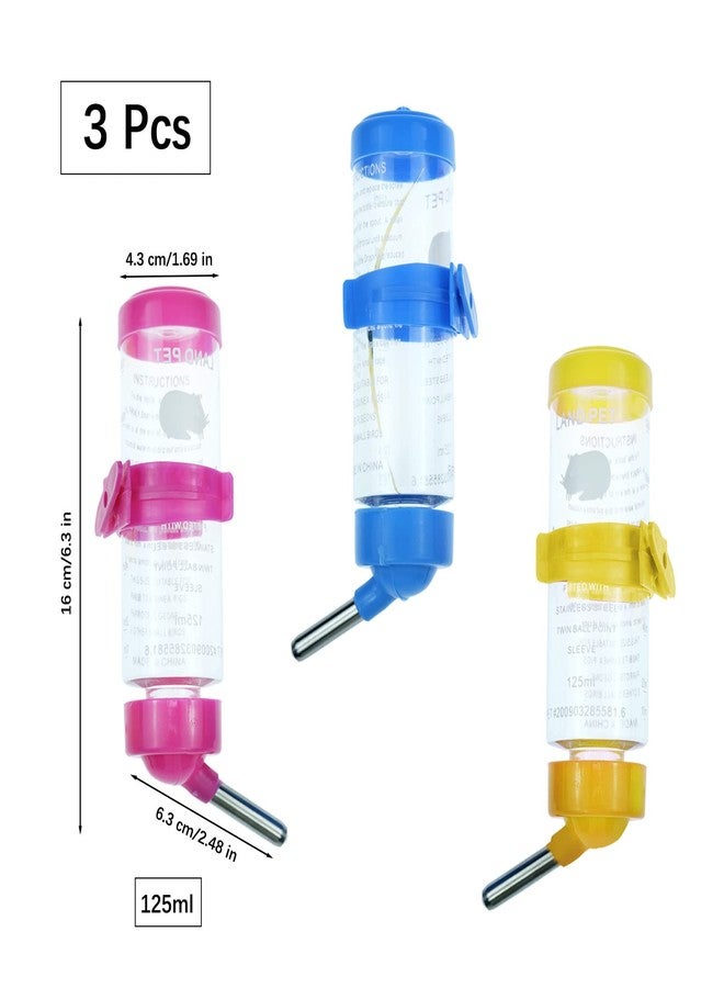 BLLREMIPSUR 3 Pack Hamster Water Feeder Bottle, 125 ml No-Drip Small Animals Water Dispenser, Pet Hanging Water Bottle for Guinea Pigs, Bunny, Chinchillas, Rabbit - Image 2