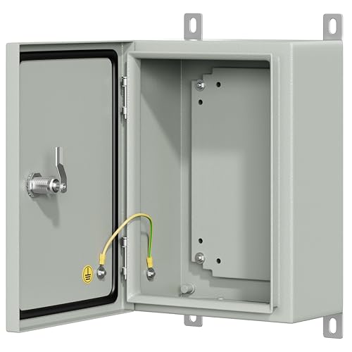 KWONONG Metal Enclosure, IP65 Waterproof Electrical Box for Indoor and Outdoor Projects, Includes Mounting Plate and Wall Bracket 350×250×150mm (14"×10"×6") - Image 1