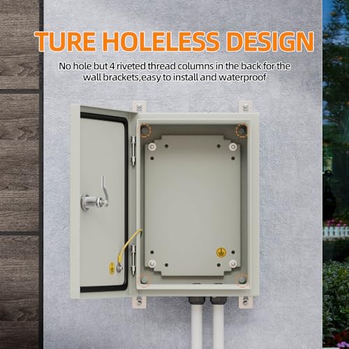 KWONONG Metal Enclosure, IP65 Waterproof Electrical Box for Indoor and Outdoor Projects, Includes Mounting Plate and Wall Bracket 350×250×150mm (14"×10"×6") - Image 4