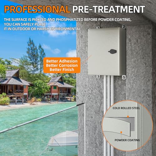 KWONONG Metal Enclosure, IP65 Waterproof Electrical Box for Indoor and Outdoor Projects, Includes Mounting Plate and Wall Bracket 350×250×150mm (14"×10"×6") - Image 3