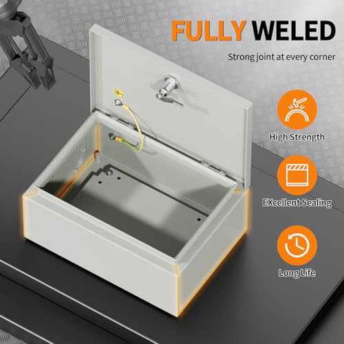 KWONONG Metal Enclosure, IP65 Waterproof Electrical Box for Indoor and Outdoor Projects, Includes Mounting Plate and Wall Bracket 350×250×150mm (14"×10"×6") - Image 2