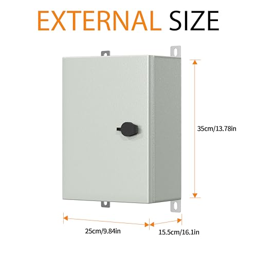 KWONONG Metal Enclosure, IP65 Waterproof Electrical Box for Indoor and Outdoor Projects, Includes Mounting Plate and Wall Bracket 350×250×150mm (14"×10"×6") - Image 5