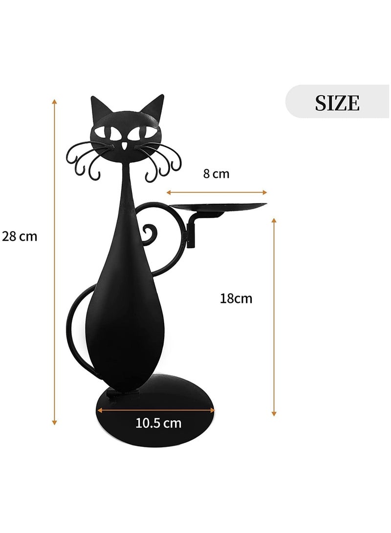 SYOSI Black Cat Candle Holder for Pillar Candles Led Flameless Candles, Retro Rustic Farmhouse Metal Decor - Ideal for Centerpieces, Dining Tables, and Housewarming Gifts - Image 4
