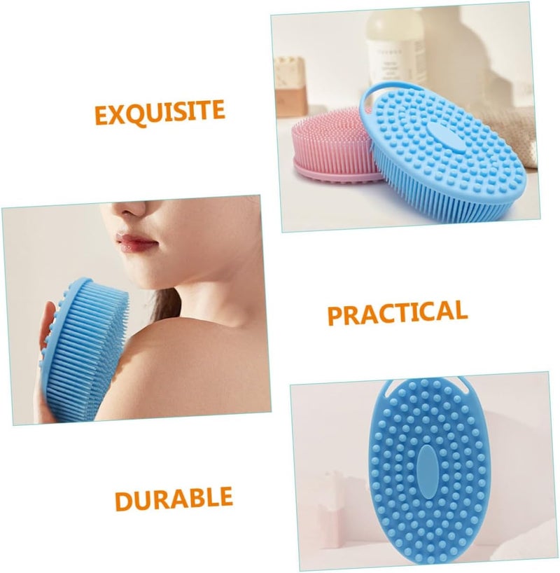 Silicone Body Cleaning Brush with Hook, 2pcs Two-Sided Bath and Scalp Massaging Shower Scrubber for Gentle Exfoliation and Deep Cleansing, Bathing Accessory for Home Use - Image 3