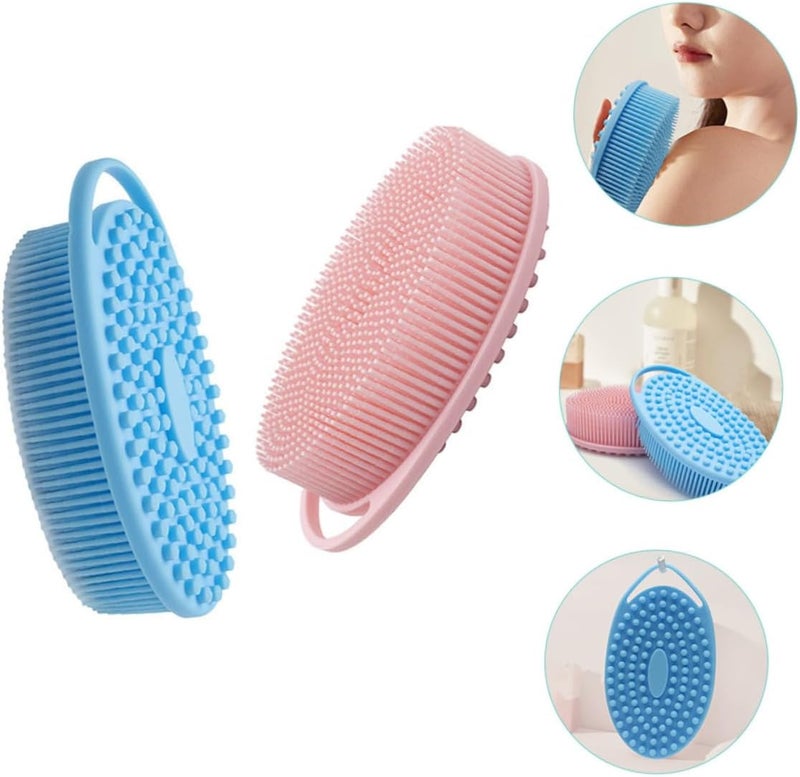 Silicone Body Cleaning Brush with Hook, 2pcs Two-Sided Bath and Scalp Massaging Shower Scrubber for Gentle Exfoliation and Deep Cleansing, Bathing Accessory for Home Use - Image 4
