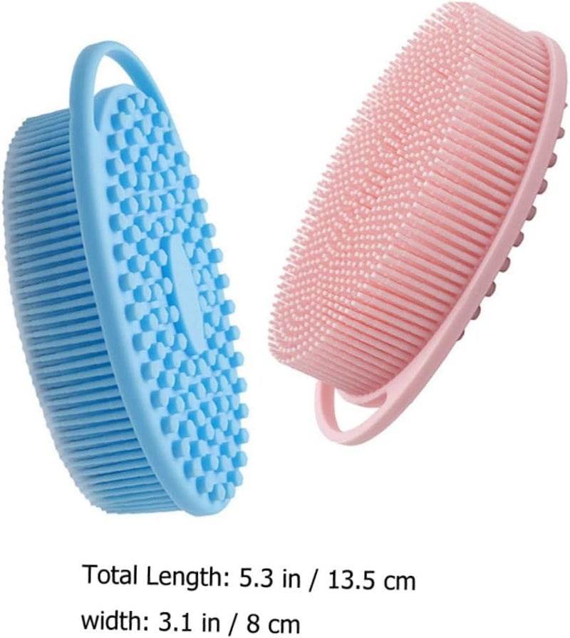 Silicone Body Cleaning Brush with Hook, 2pcs Two-Sided Bath and Scalp Massaging Shower Scrubber for Gentle Exfoliation and Deep Cleansing, Bathing Accessory for Home Use - Image 2