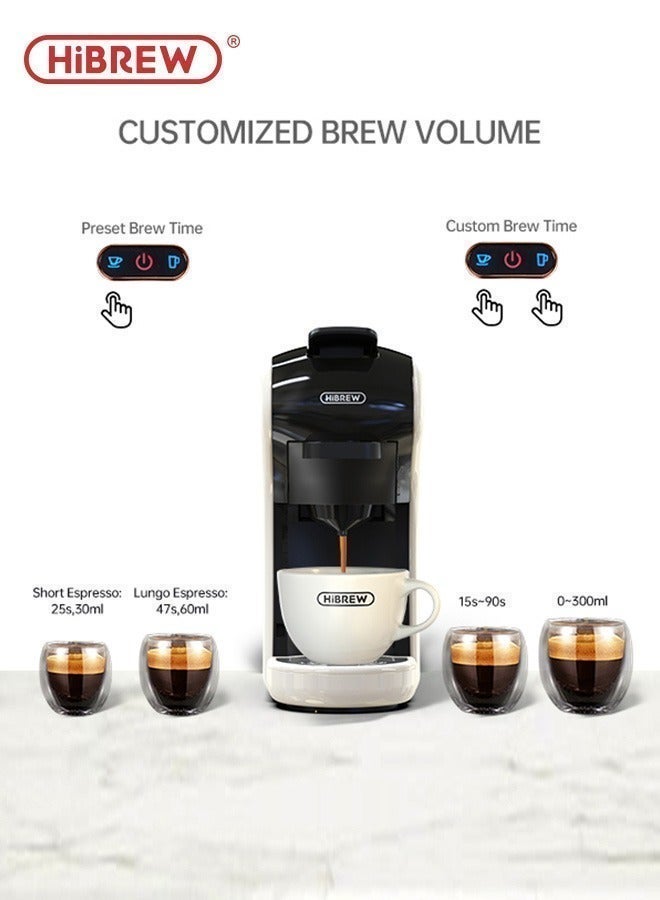 هيبرو ماكينة قهوة إسبريسو متعددة الوظائف HiBREW 4 في 1، لتحضير القهوة الساخنة والباردة، مع 4 محولات لكبسولات قهوة Nes وDG وESE المطحونة، موديل H1A أسود - Image 4