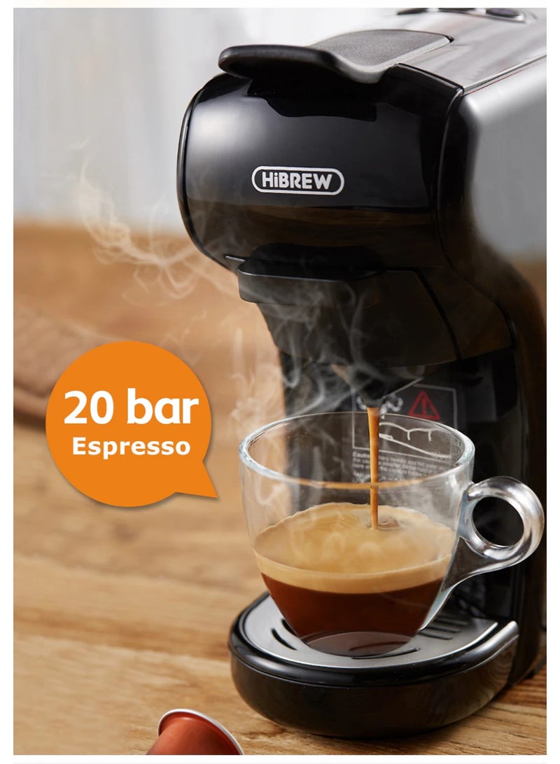 هيبرو ماكينة قهوة إسبريسو متعددة الوظائف HiBREW 4 في 1، لتحضير القهوة الساخنة والباردة، مع 4 محولات لكبسولات قهوة Nes وDG وESE المطحونة، موديل H1A أسود - Image 5