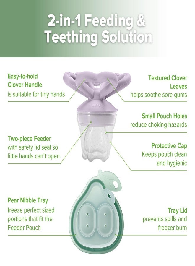 Haakaa Clover Baby Fruit Feeder Teether & Mini Freezer Nibble Tray – BPA-Free Silicone Breastmilk Popsicle Mold for Baby Teething Relief & Self-Feeding, 4M+ (Lavender) - Image 4