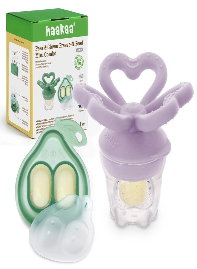 Haakaa Clover Baby Fruit Feeder Teether & Mini Freezer Nibble Tray – BPA-Free Silicone Breastmilk Popsicle Mold for Baby Teething Relief & Self-Feeding, 4M+ (Lavender) - Image 1