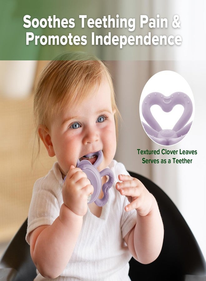 Haakaa Clover Baby Fruit Feeder Teether & Mini Freezer Nibble Tray – BPA-Free Silicone Breastmilk Popsicle Mold for Baby Teething Relief & Self-Feeding, 4M+ (Lavender) - Image 3