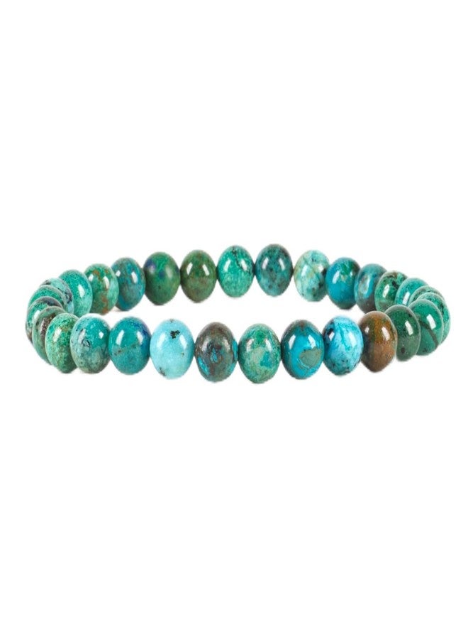 Cherry Tree Collection - Small, Medium, Large Sizes - Gemstone Beaded Bracelets For Women and Men - 6mm Round Beads (Chrysocolla - Large) - Image 1