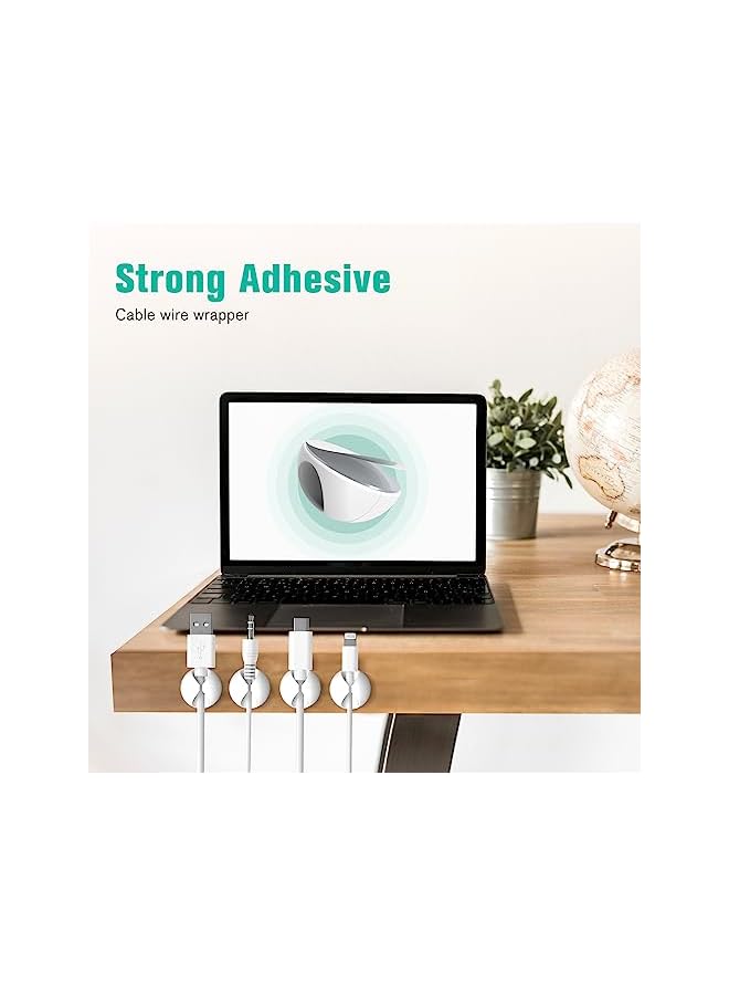 promass 12 Pack Cable Clips, Cord Organizer Holder Adhesive Cord Management Charger Wire Holder Clips for Desk, Home, Office, Car, Cubicle, Nightstand - White - Image 5