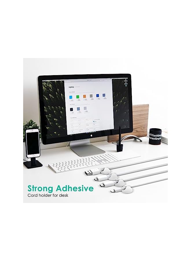 promass 12 Pack Cable Clips, Cord Organizer Holder Adhesive Cord Management Charger Wire Holder Clips for Desk, Home, Office, Car, Cubicle, Nightstand - White - Image 3