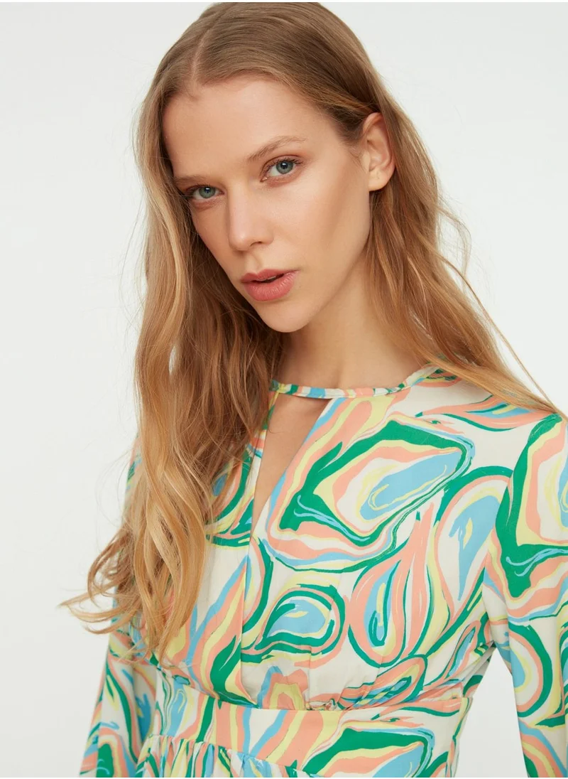 trendyol Printed Flute Sleeve Dress