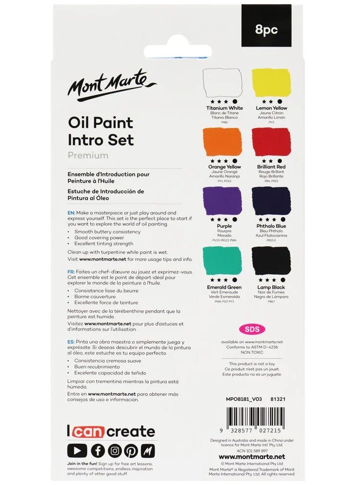 Mont Marte Oil Paint Intro Set 8pc x 18ml - Image 2