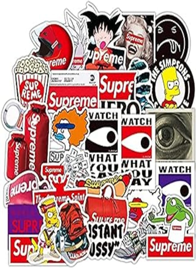 107pcs Sticker Decals Supreme Laptop Vinyl Stickers car sticker For Snowboard Motorcycle Bicycle Phone Mac Computer DIY Keyboard Car Window Bumper Wall Luggage Decal Graffiti Patches 