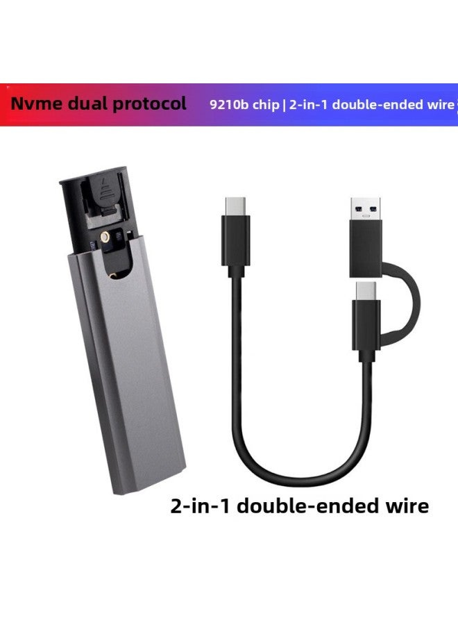 Tool-free M.2 Dual Protocol NVMe Mobile Hard Disk Box NGFF Type-c USB3.1 Solid State Hard Disk Box-Color:NVME/NGFF Dual Protocol 2-in -1 Line