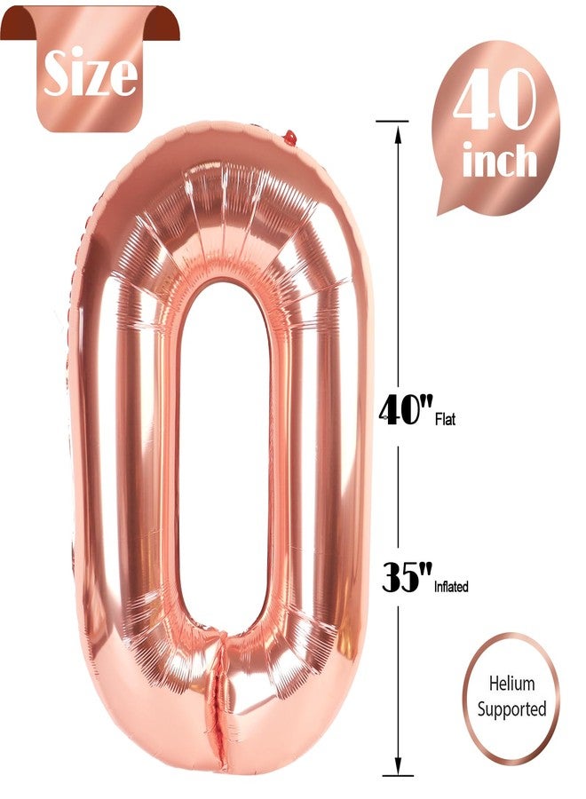 IWERP Rose Gold Number Balloon 40 Inch, 0 Number Balloons, 10 20 30 40 50 Numbers Balloon Birthday Decorations, Party Supplies for Women Men - Image 5