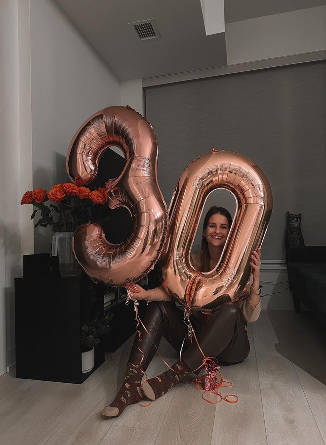 IWERP Rose Gold Number Balloon 40 Inch, 0 Number Balloons, 10 20 30 40 50 Numbers Balloon Birthday Decorations, Party Supplies for Women Men - Image 3