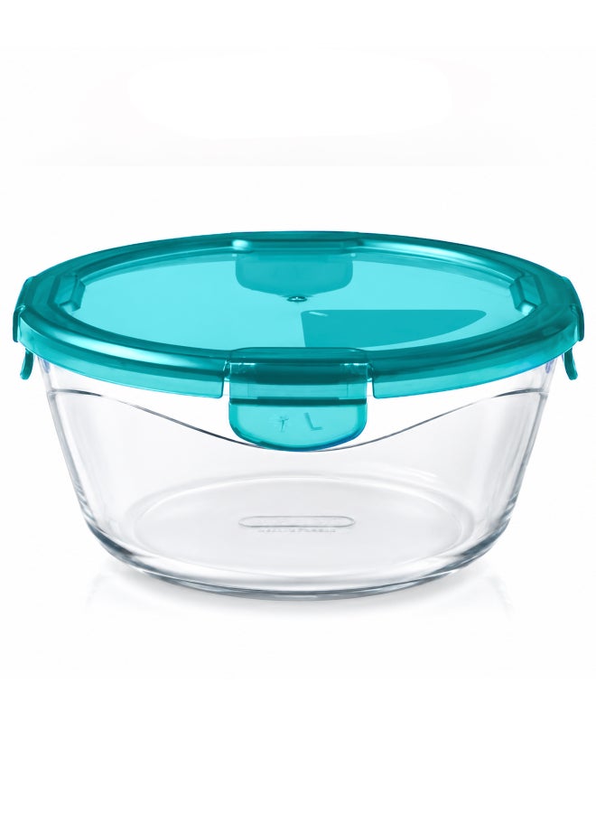 بيريكس Pyrex Cook&Go 0.7L Round Glass Food Storage Container with Airtight Lid, Borosilicate Glass Meal Prep Dish, Freezer to Oven Safe, Stackable Food Storage Solution - Image 1