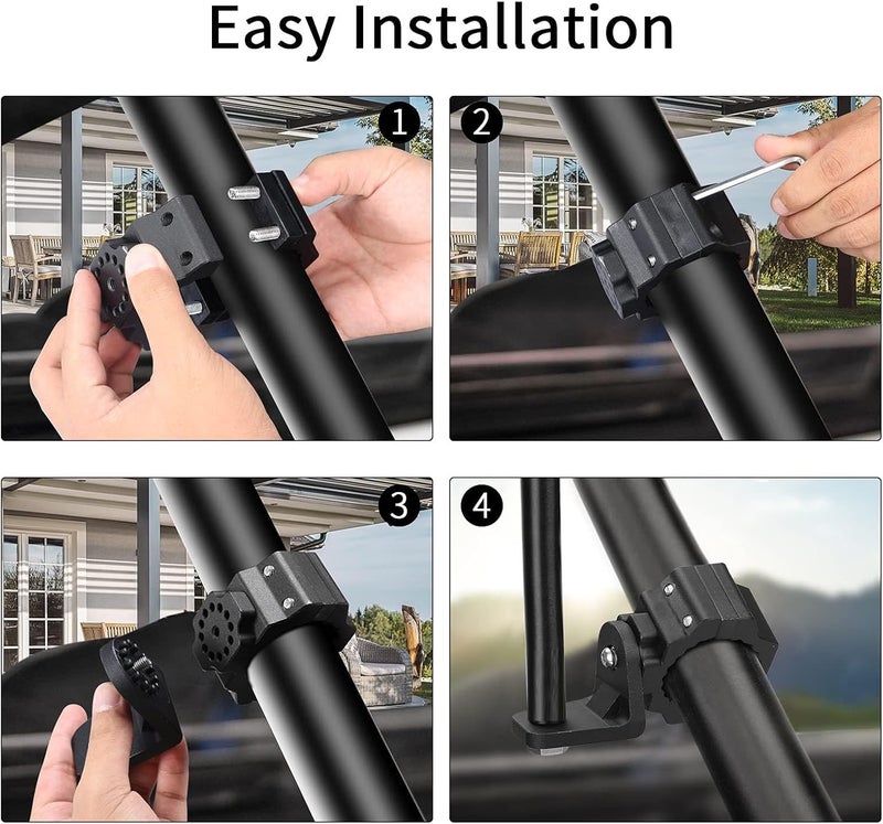 UTV Mount Bracket Aluminum Alloy, 360 Degree Rotating Flag Pole Holder for 1.75 to 2 Inch Roll Cage - Durable and Lightweight, Easy Installation, Compatible with Off - Road Vehic - Image 2