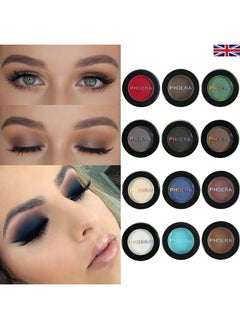 Phoera Aquapurity Waterproof Long Lasting Matte Eyeshadow Palette In 12 Pigment Color Face Powder Eye Shadow Cosmetic Cream Makeup Cosmetic (202 Black)  - Image 5