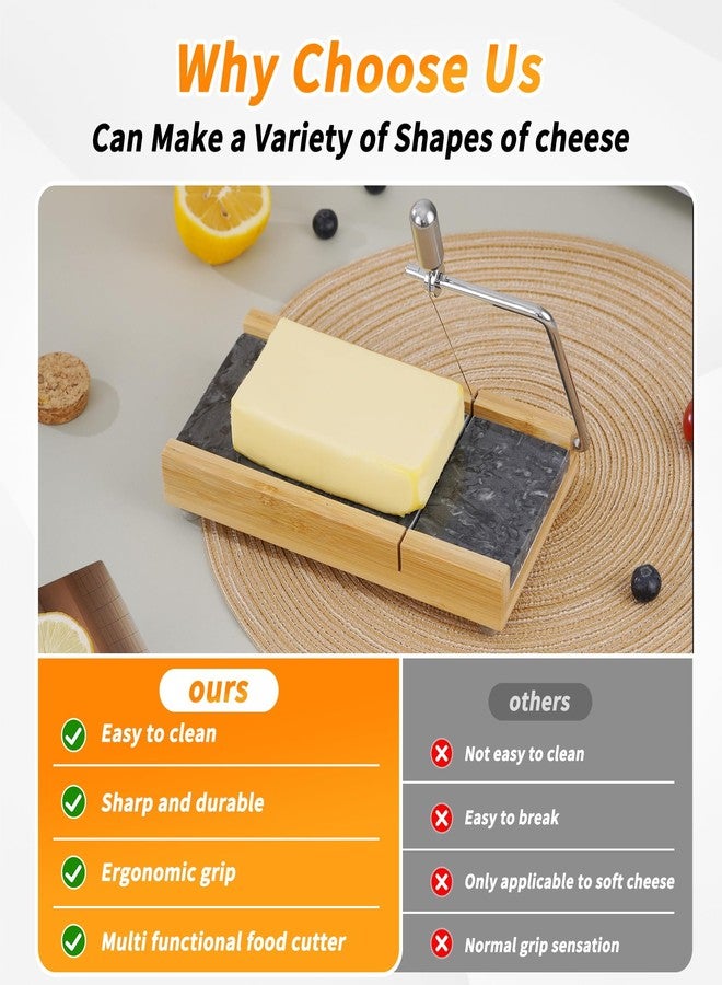 Tianman Cheese Slicer Cheese Cutter with 4 Replacement Cutting Wire,Heavy Duty 8.27"x 4.4",Marble Board Cheese Slicer for Block Cheeses, Butter,Cakes and More(Black Grey) - Image 3