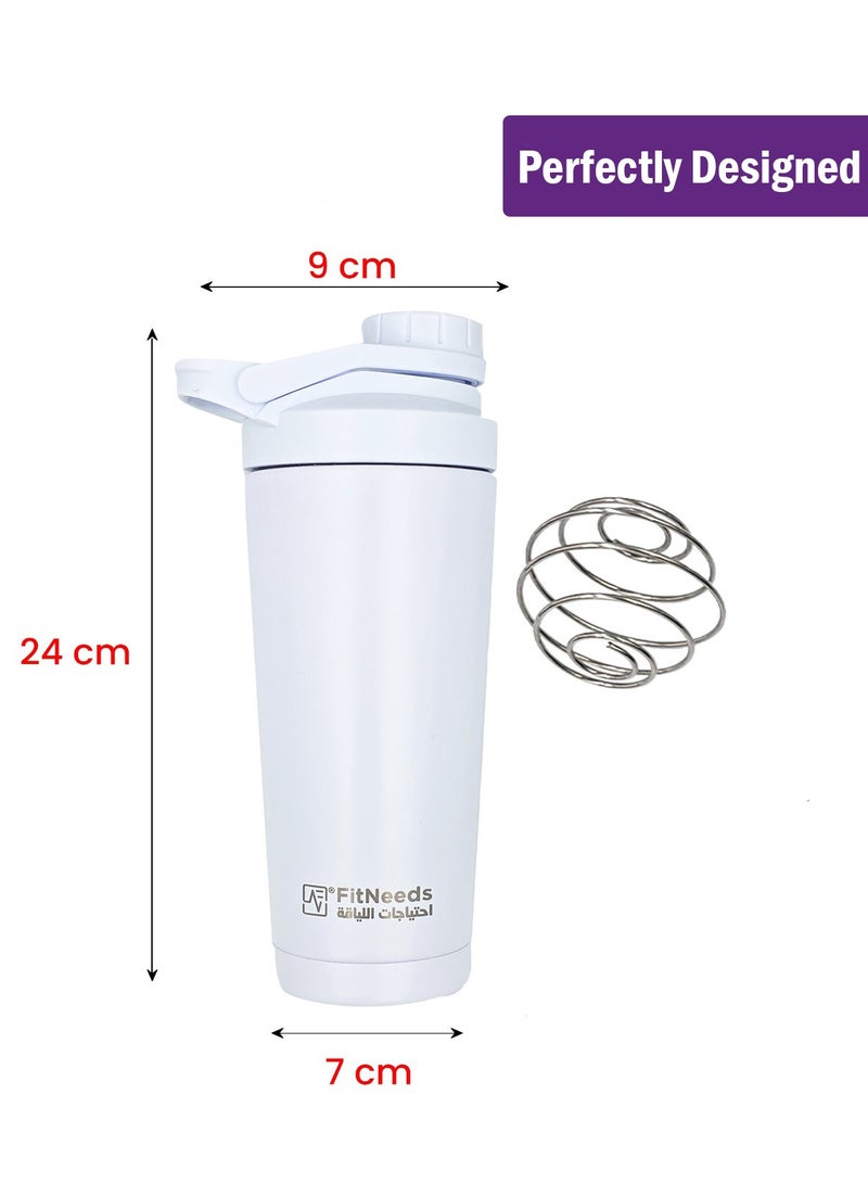 فيتنيدز شيكر ذكي ستانلس ستيل متعدد الاستخدام مع فرشاة تنظيف وكرة خفق (750 مل) - Image 3