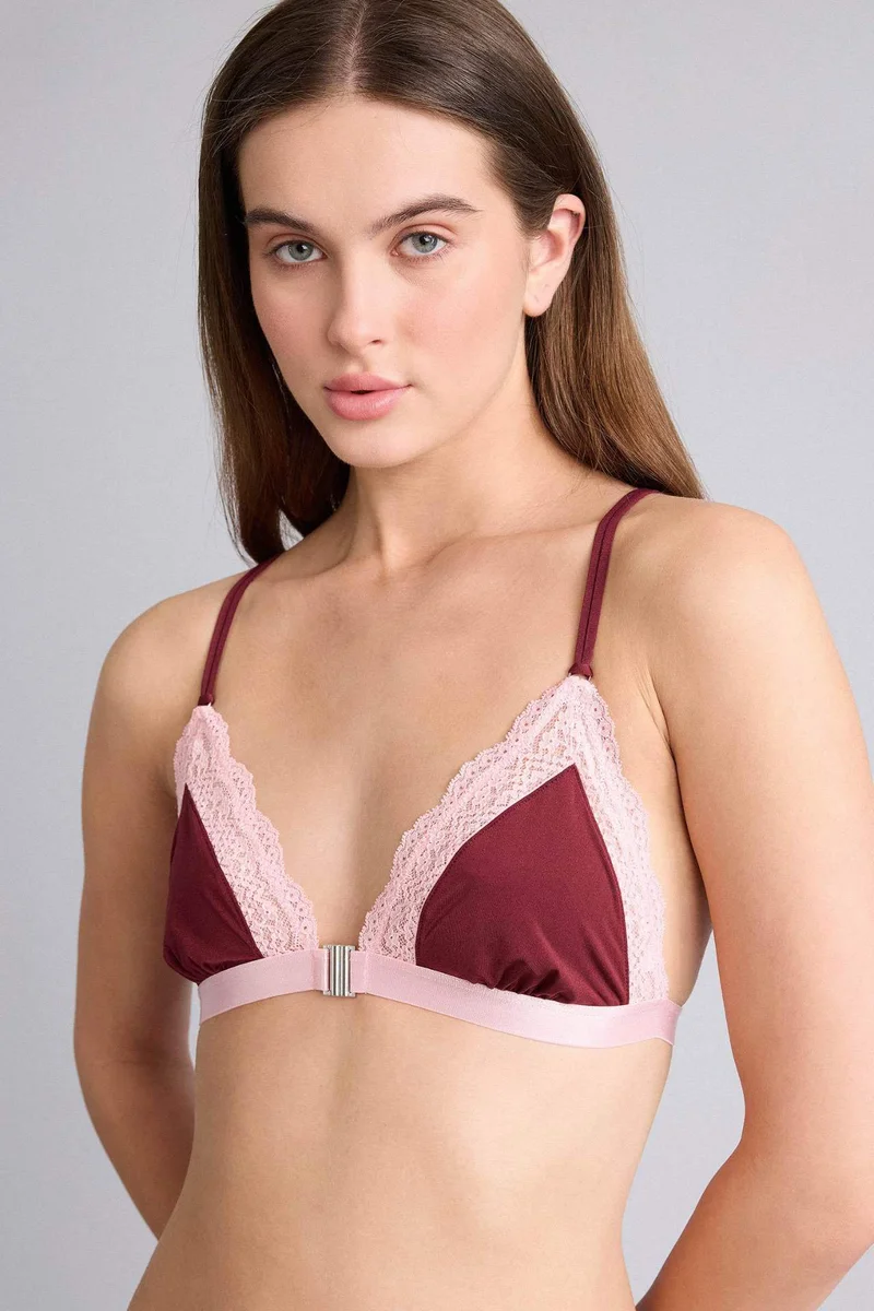 ديفاكتو Wireless Lace Detail Satin Bra