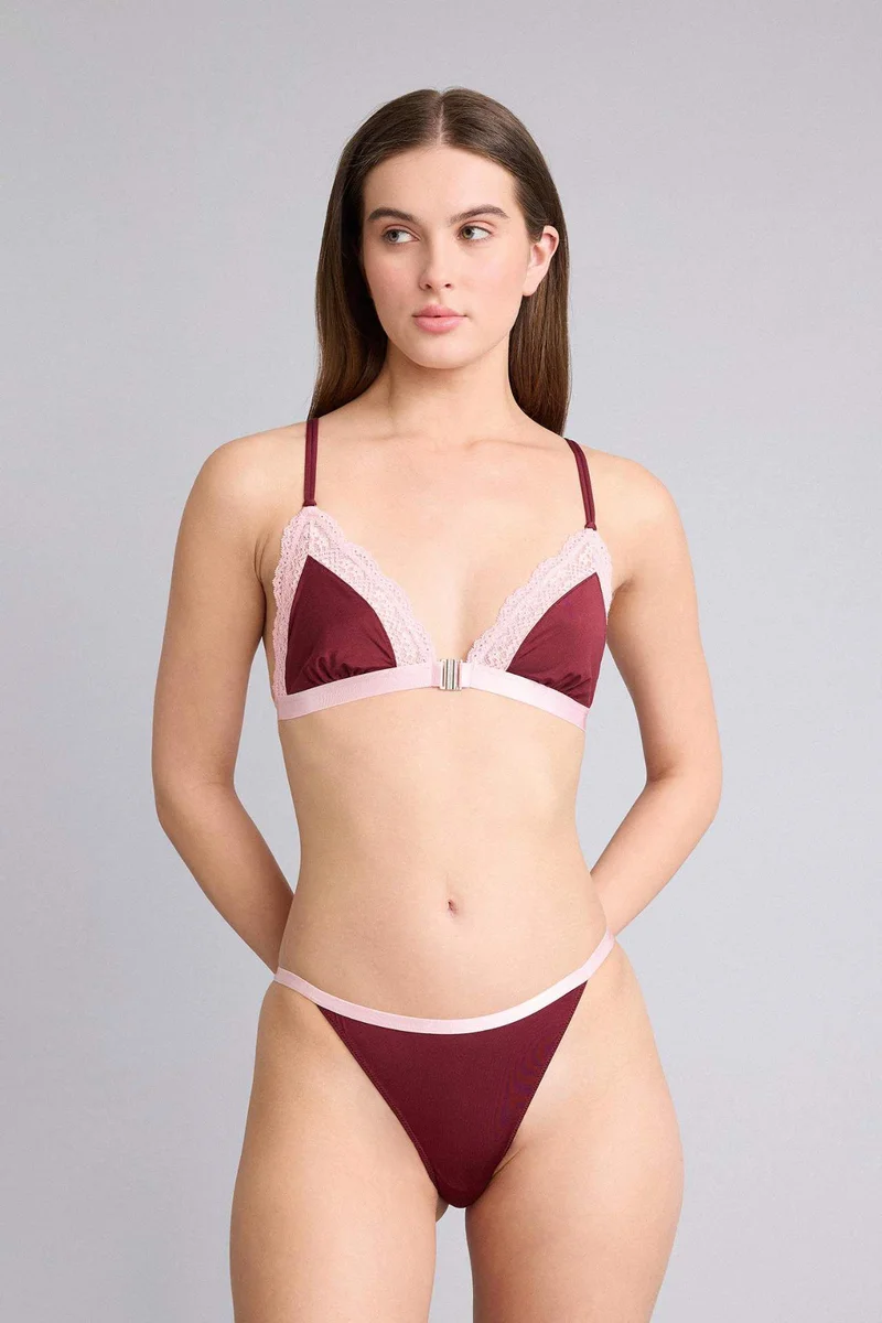 ديفاكتو Wireless Lace Detail Satin Bra