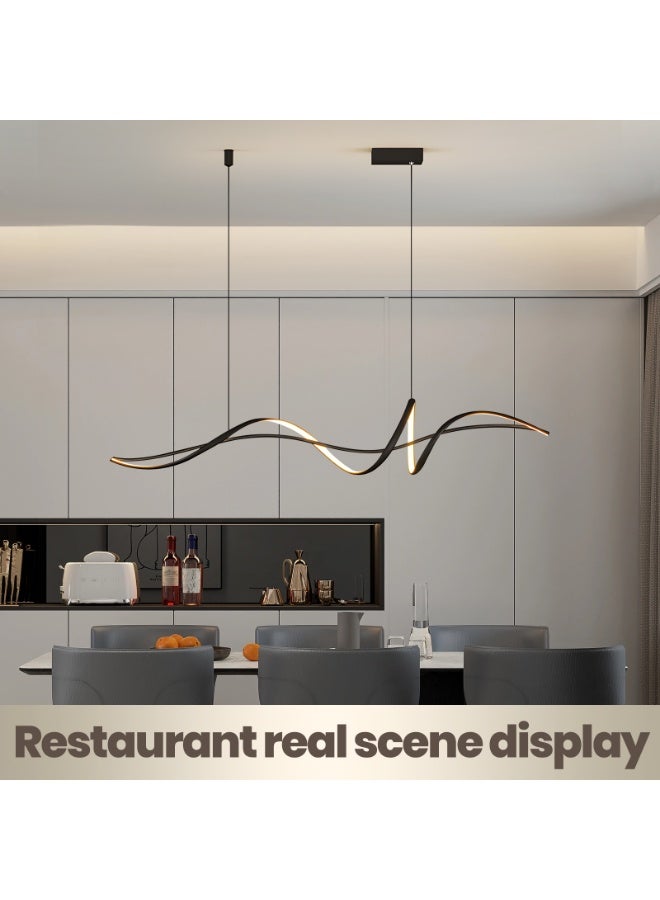 YATAI LIGHTING Modern Pendant Chandelier, Remote Control Adjustable Hanging Lighting Chandelier, LED Dimmable Pendant Lights Modern Linear Black Chandelier for Kitchen Island Dining Room Living Room (Black) - Image 5