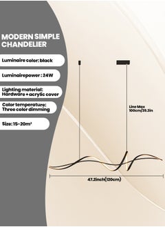 YATAI LIGHTING Modern Pendant Chandelier,Remote Control Adjustable Hanging Lighting Chandelier, LED Dimmable Pendant Lights Modern Linear White Chandelier for Kitchen Island Dining Room Living Room (Black)  - Image 2