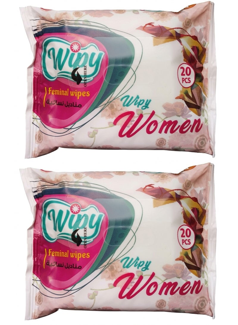 2Pcs Wipy Feminine wipes, 20 wipes - Image 1