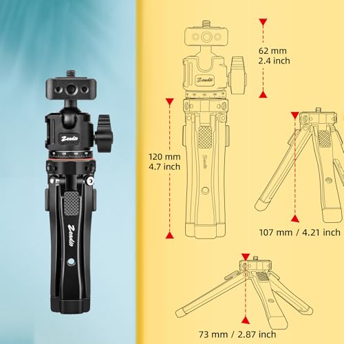 Zeadio Heavy Metal Tripod Kit: 1/4" Screw Adapter Tripod Mount for Travel | Recording | Vlog & Camera | iPhone Vlogging Kit & Camera Stand with 360° Ball Head - Image 5