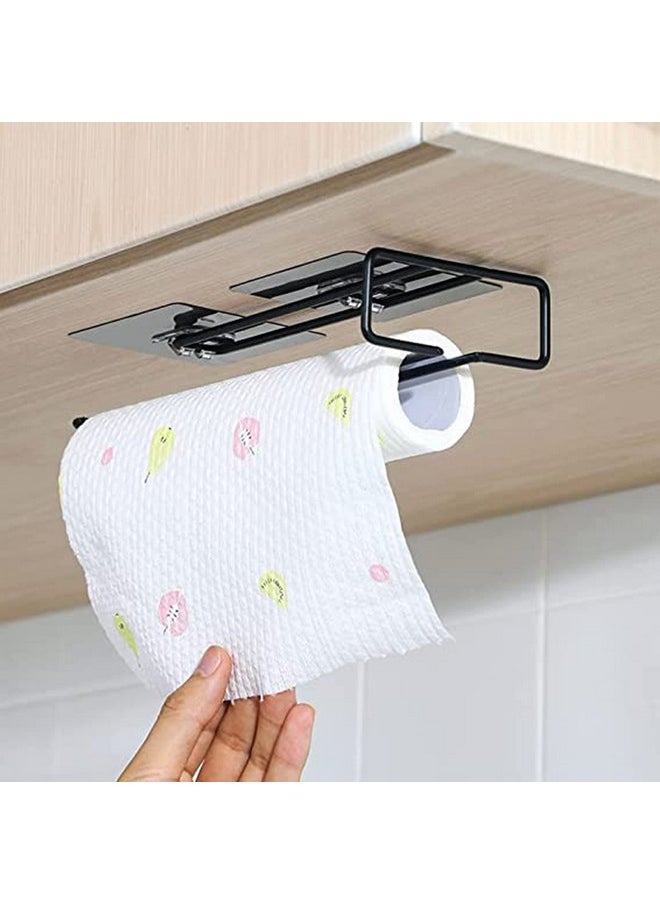 plantex Plantex Self-Adhesive Drill Free Kitchen Towel Hanger/Tissue Paper Holder for Kitchen/Wine Glass Holder/Multi Functional Tissue Holder/Kitchen Accessories (Black)  - Image 1