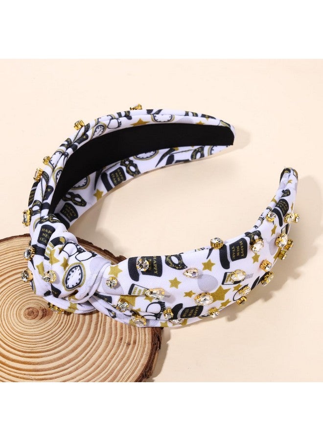 PHALIN New Year Headband For Women New Year'S Eve Hair Accessories Crystal Star Top Hat Knotted Headband Happy New Year Party Jeweled Gifts (Top Hat) - Image 2