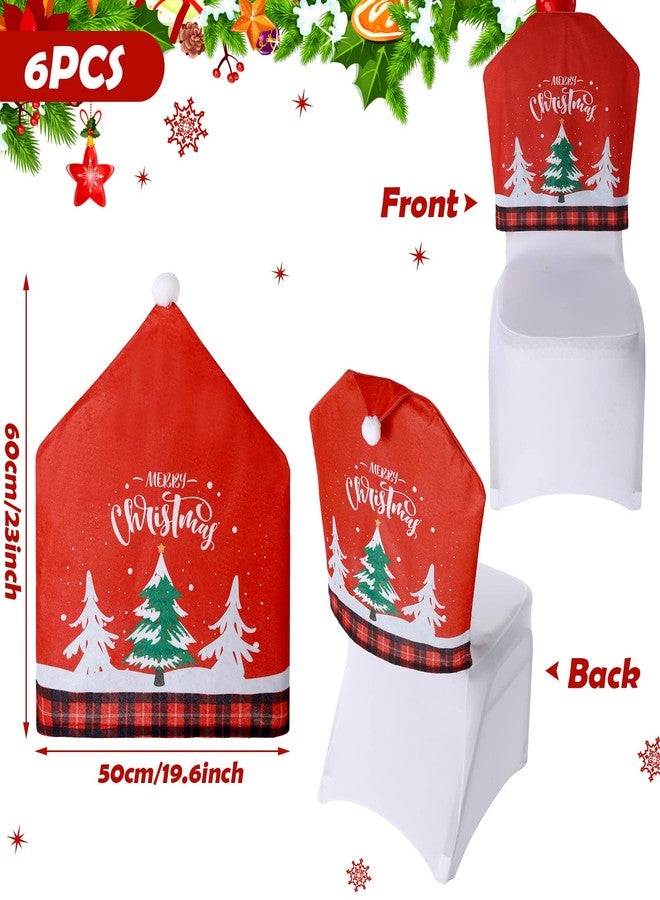 Yinder 6 Pcs Christmas Chair Covers Santa Hat Red Slipcovers Chair Back Covers Xmas Chair Covers Decoration for Home Dinner Christmas Banquet Party Festival Decor, 23.6 x 19.6 Inch - Image 2