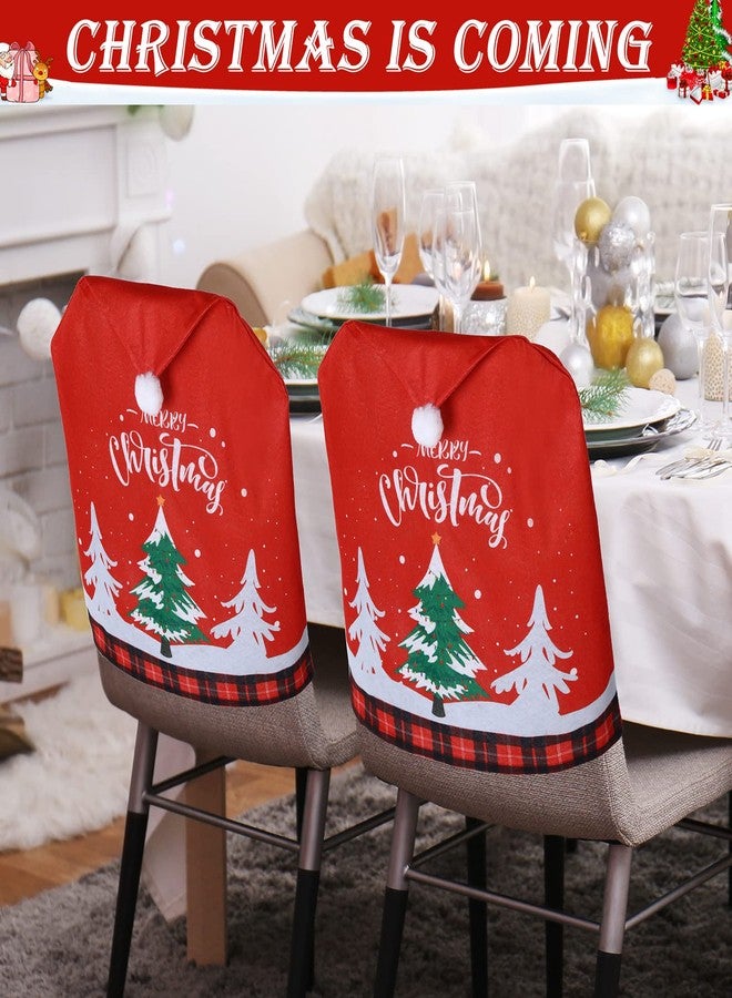 Yinder 6 Pcs Christmas Chair Covers Santa Hat Red Slipcovers Chair Back Covers Xmas Chair Covers Decoration for Home Dinner Christmas Banquet Party Festival Decor, 23.6 x 19.6 Inch - Image 4